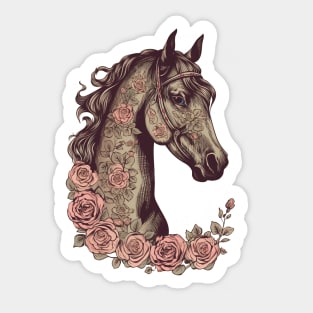 Floral Rose Horse Sticker